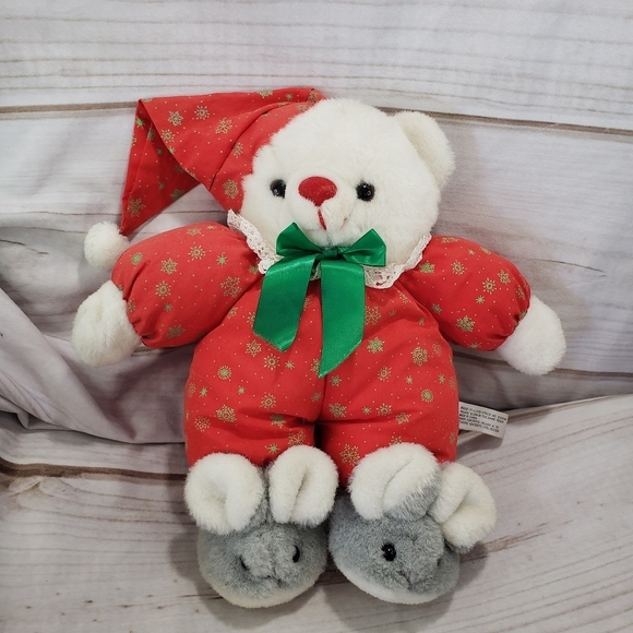 House Of Lloyd Christmas Glow In The Dark Teddy Bear Plush Vintage 13 Inch 1991 - Picture 1 of 10